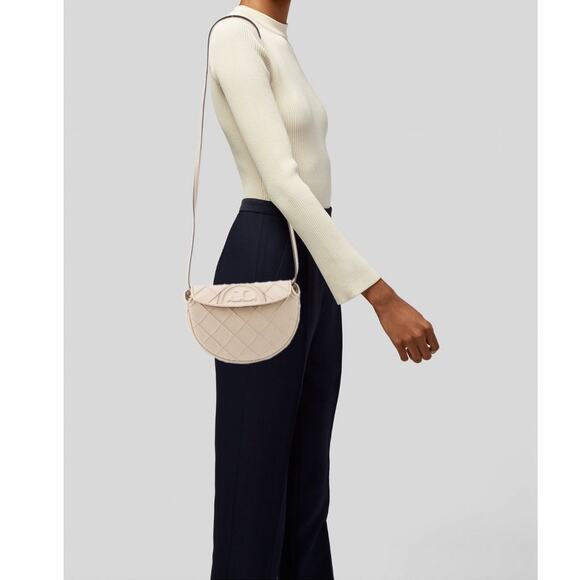 TORY BURCH Neutral White Leather Gold Chain Link Handle Shoulder Strap Bag Purse - Picture 1 of 10